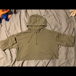 Green H&M Divided Hoodie Crop Top